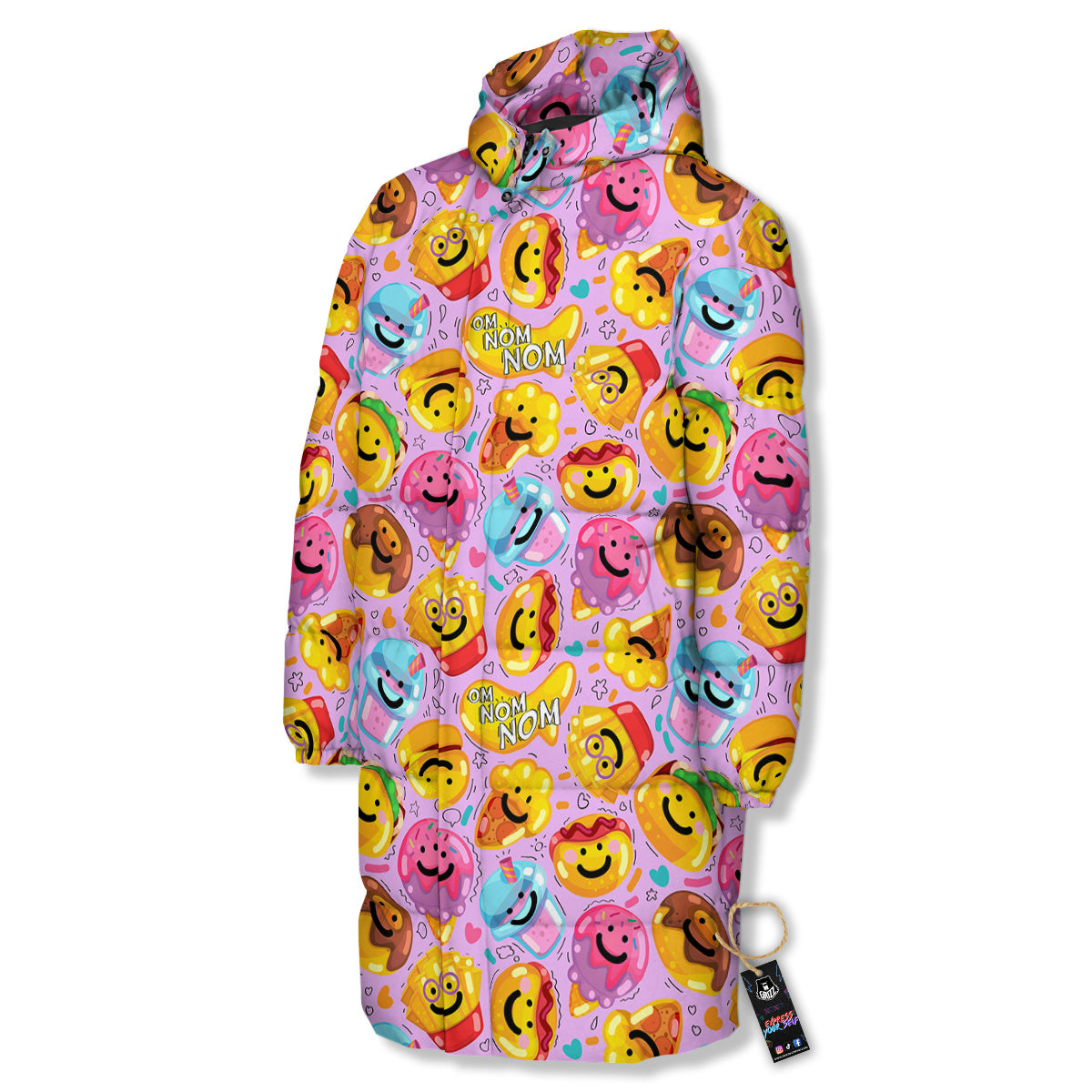 Cute Food Emoji Print Pattern Long Down Jacket