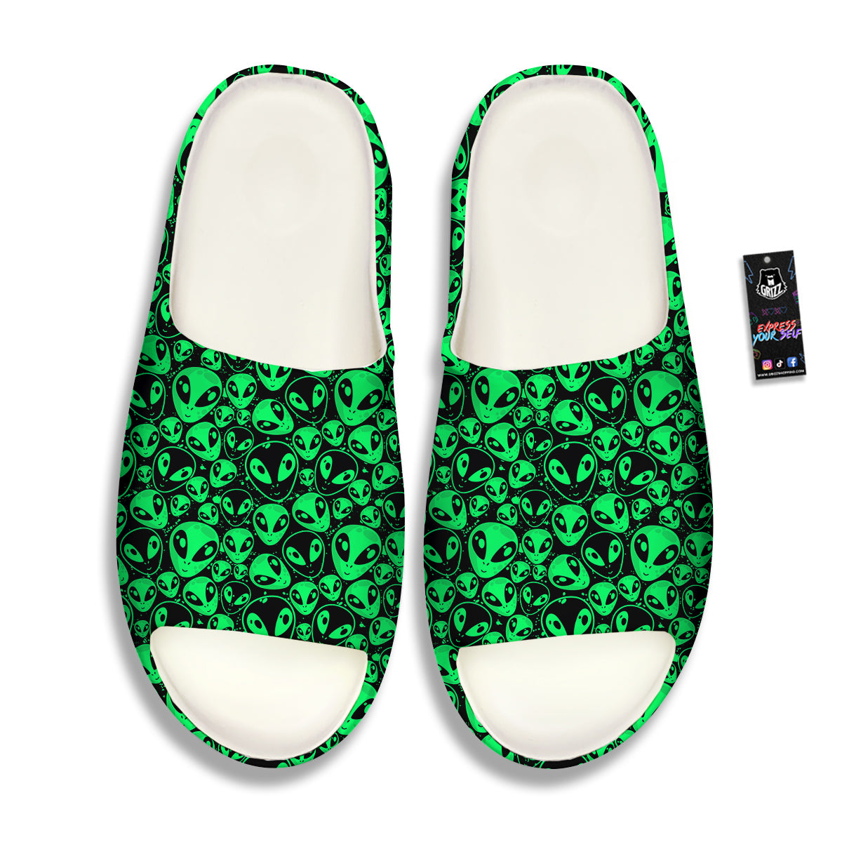 Cute Green Alien Print Pattern Sandals-grizzshop