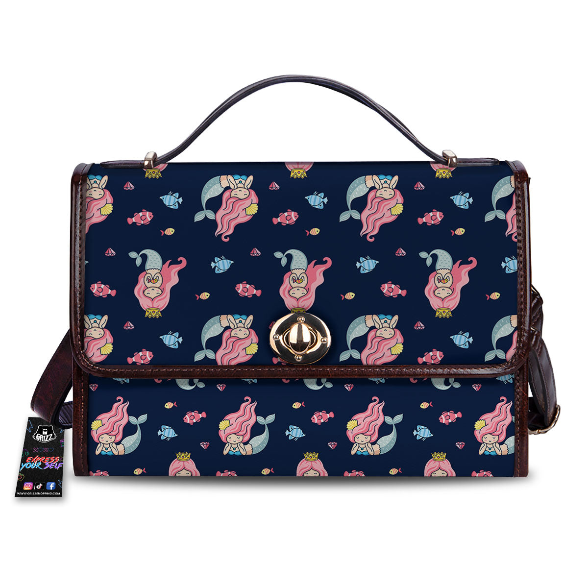 Cute Little Mermaid Print Pattern Women's Satchel Bag