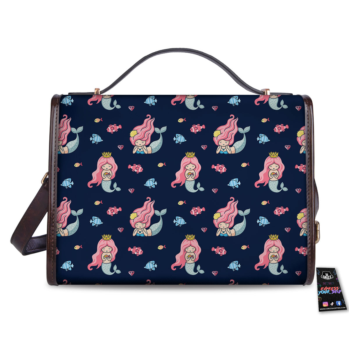 Cute Little Mermaid Print Pattern Women's Satchel Bag