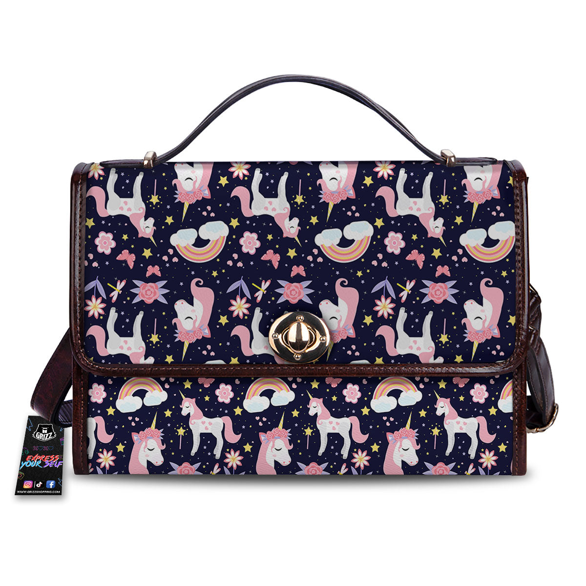 Cute Little Unicorn Print Pattern Women's Satchel Bag