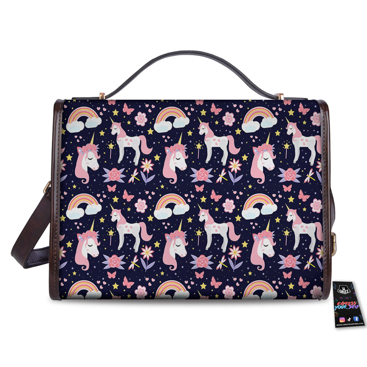 Cute Little Unicorn Print Pattern Women's Satchel Bag