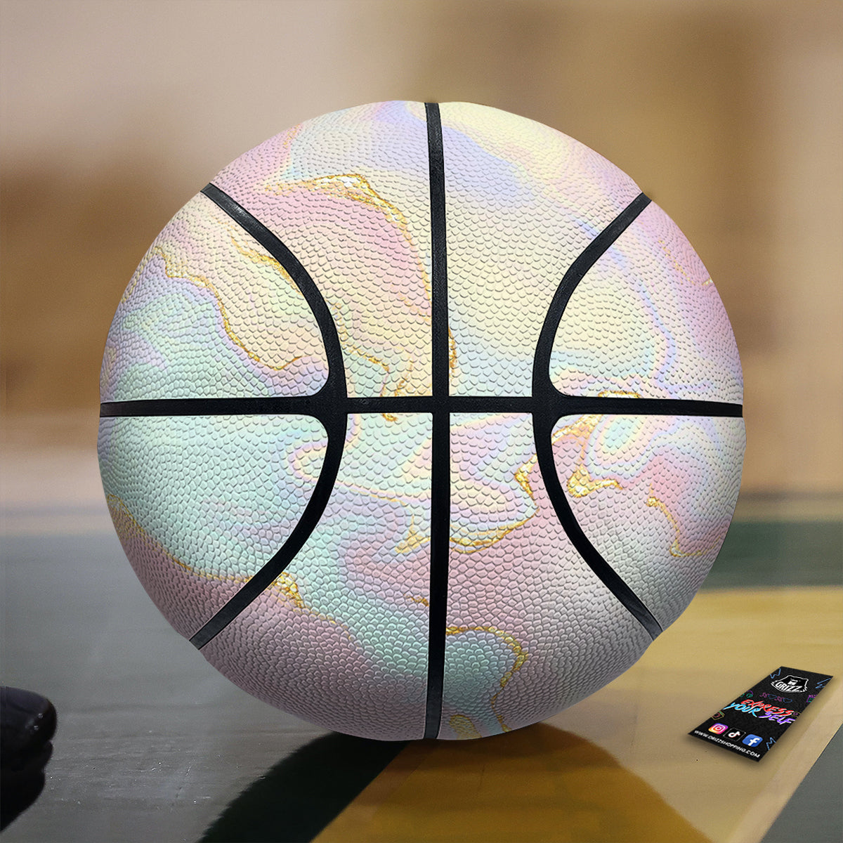 Cute Pastel Gold Marble Print Basketball