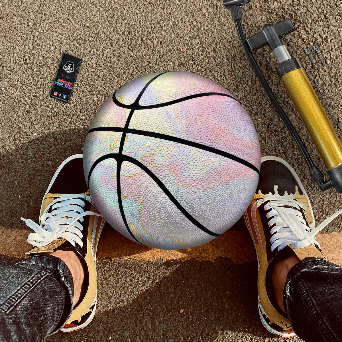Cute Pastel Gold Marble Print Basketball