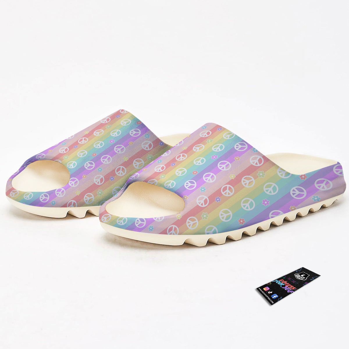 Cute Peace Symbol And Daisy Print Pattern Sandals-grizzshop