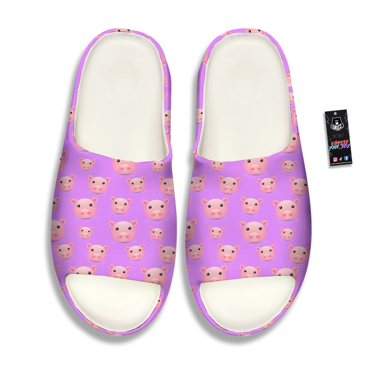 Cute Pink Pig Face Emoji Print Pattern Sandals-grizzshop