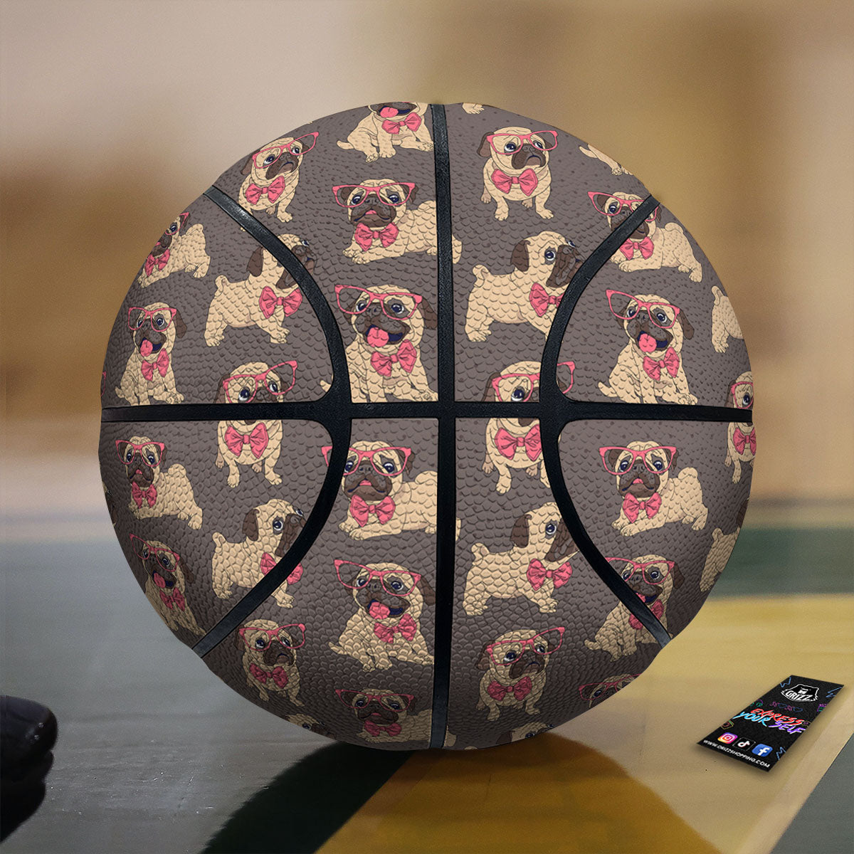 Cute Pug Print Pattern Basketball