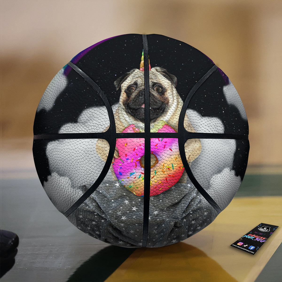 Cute Pug Unicorn Print Basketball