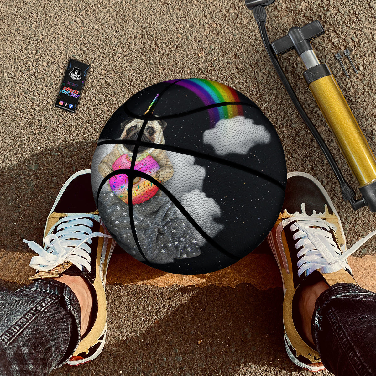 Cute Pug Unicorn Print Basketball