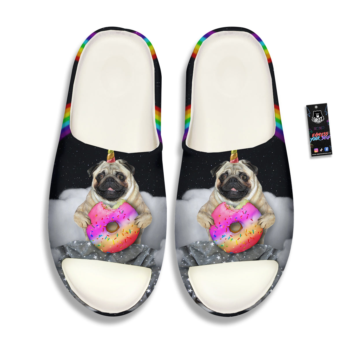 Cute Pug Unicorn Print Sandals-grizzshop