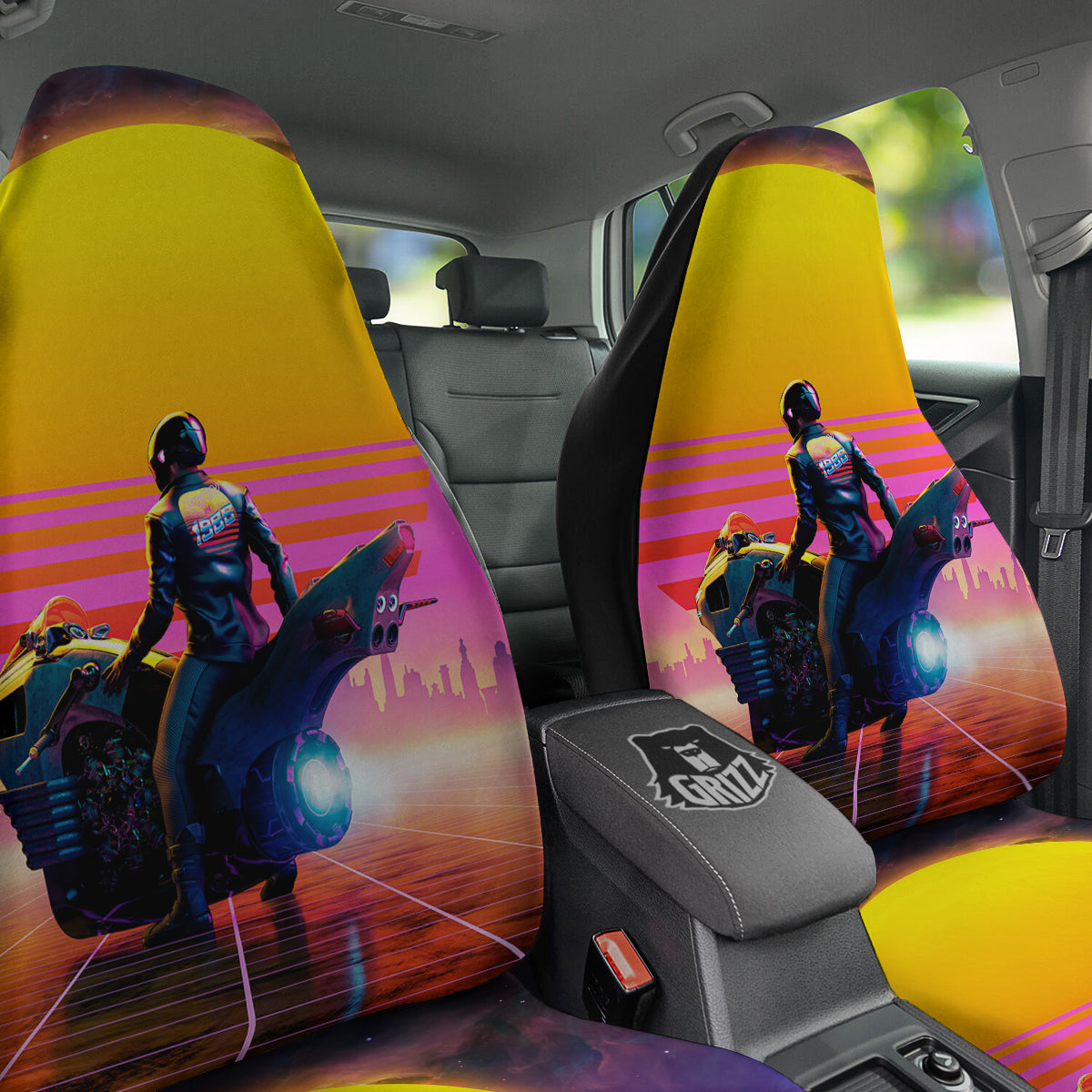 Cyberpunk Biker Print Car Seat Covers-grizzshop