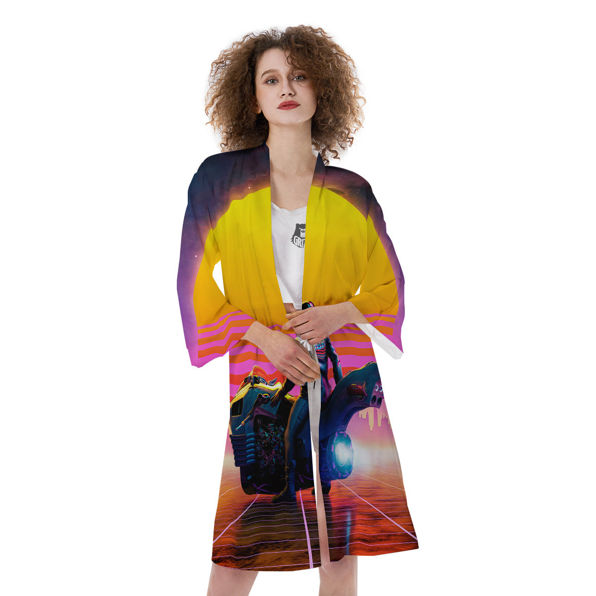 Cyberpunk Biker Print Kimono-grizzshop