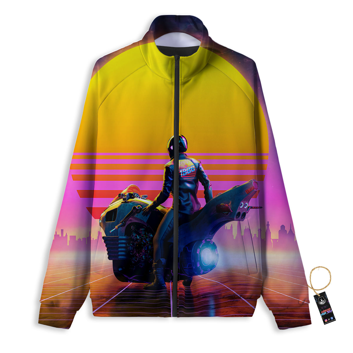 Cyberpunk Biker Print Track Jacket-grizzshop