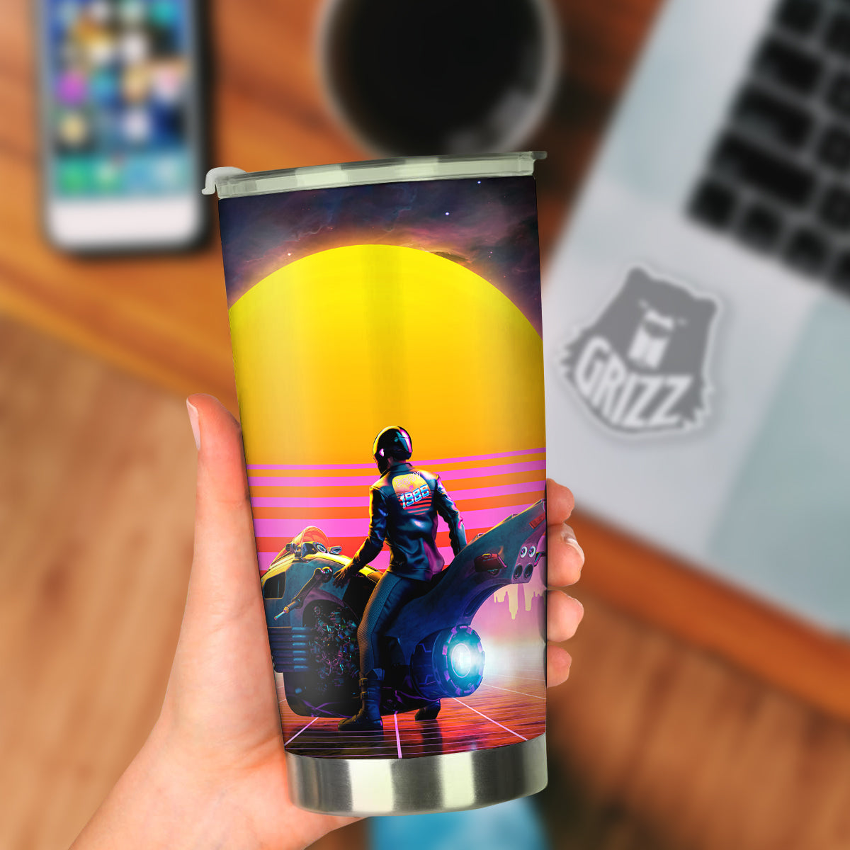 Cyberpunk Biker Print Tumbler-grizzshop