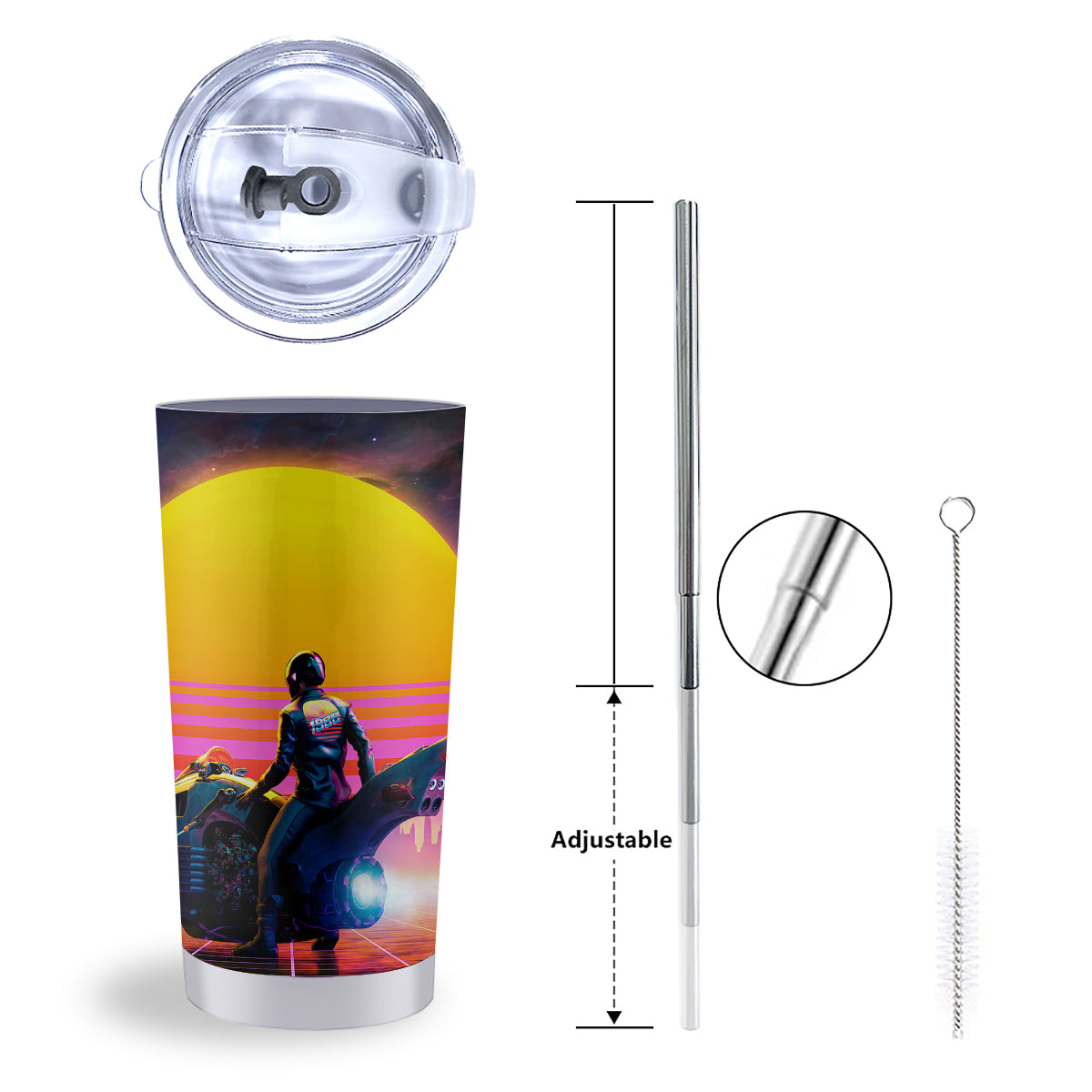 Cyberpunk Biker Print Tumbler-grizzshop