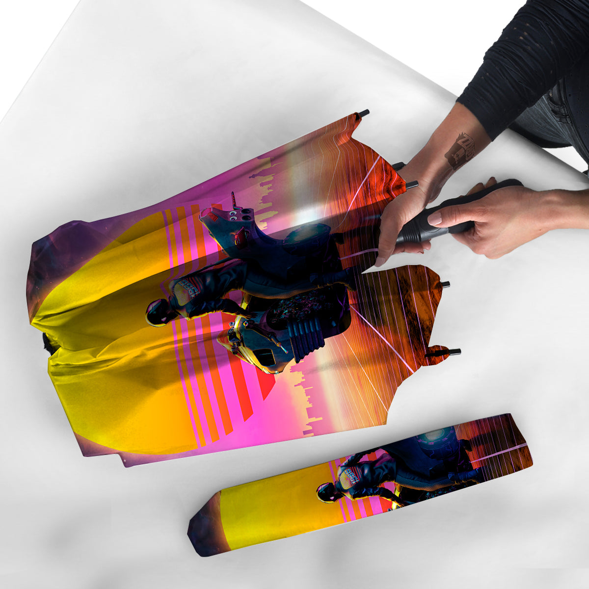 Cyberpunk Biker Print Umbrella-grizzshop
