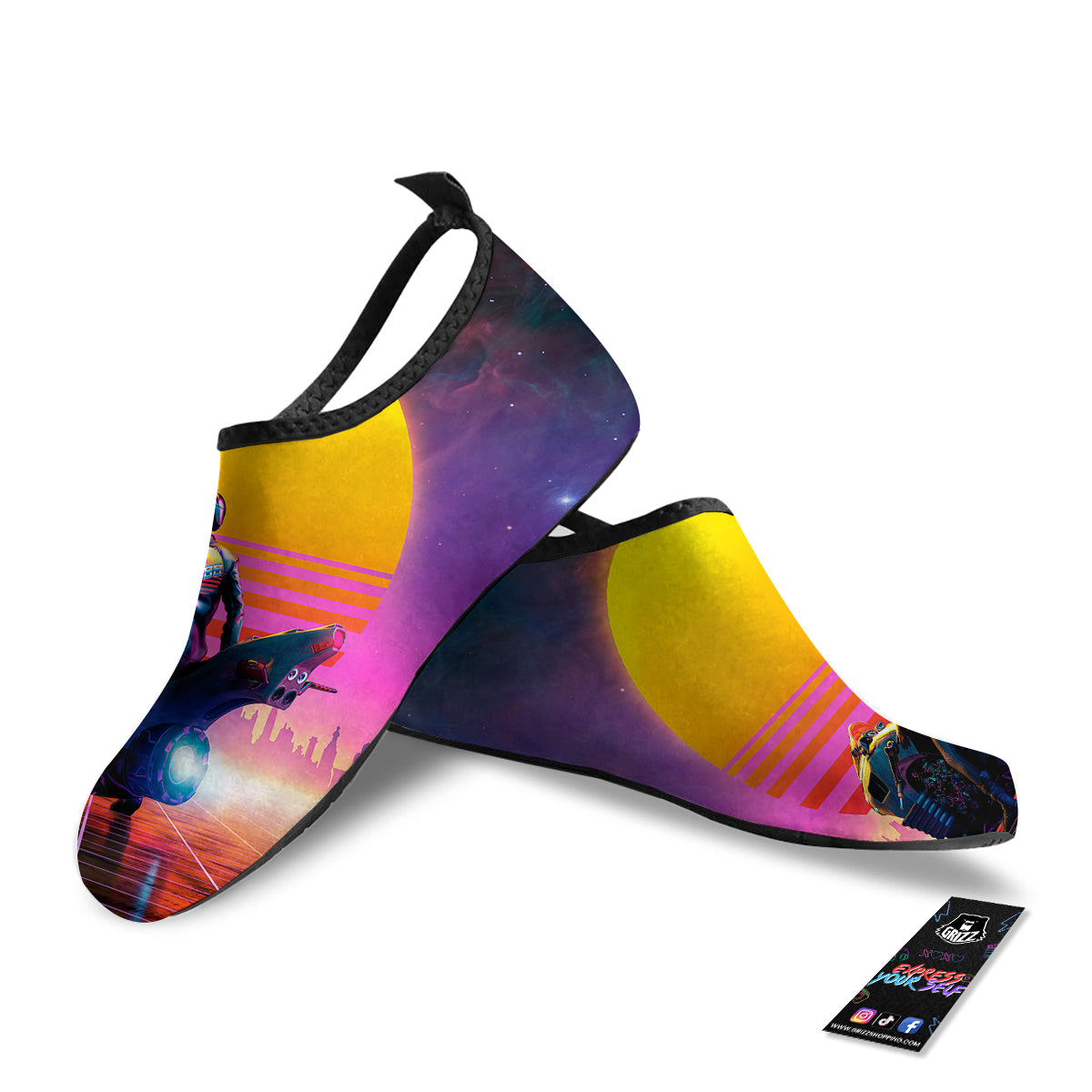 Cyberpunk Biker Print Water Shoes-grizzshop