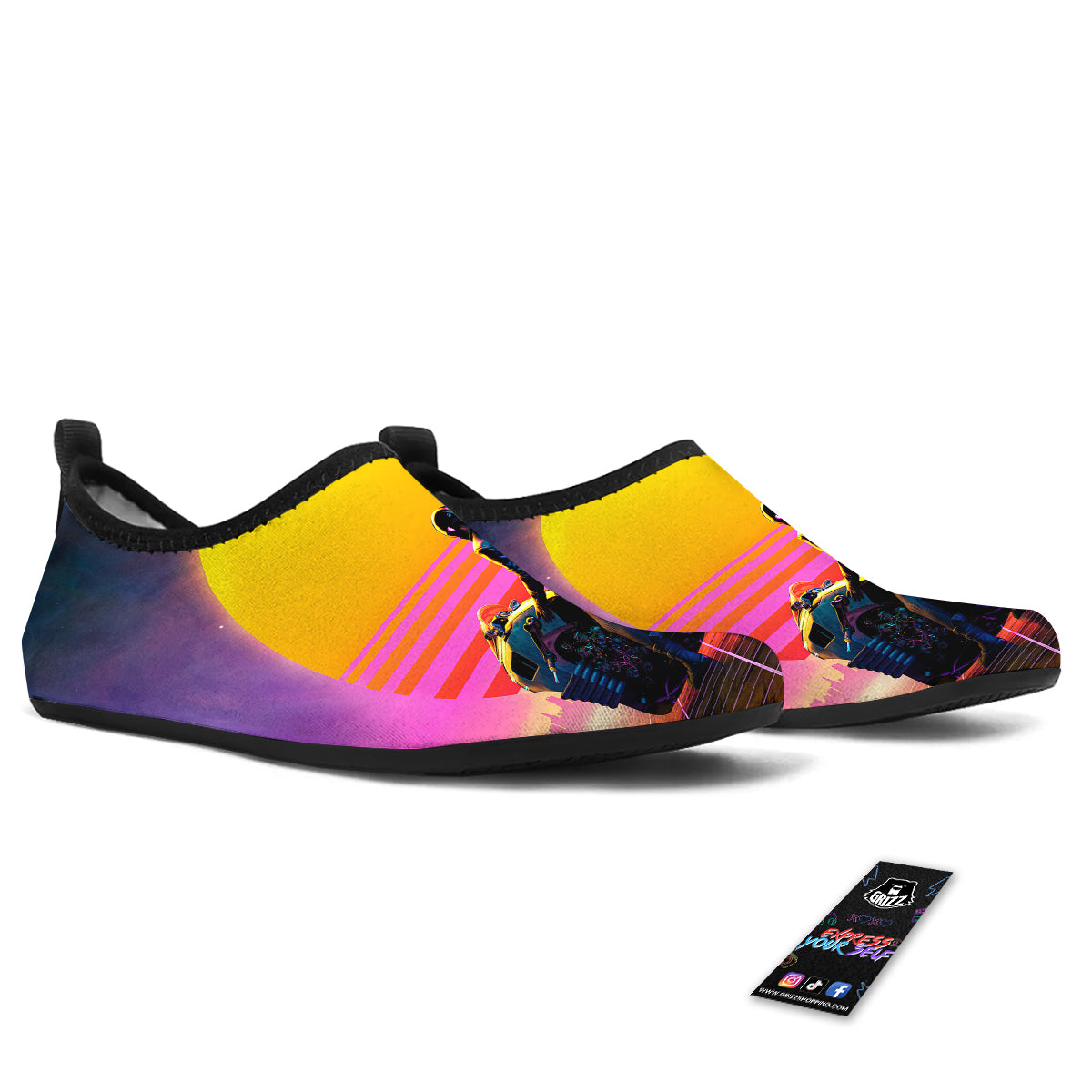 Cyberpunk Biker Print Water Shoes-grizzshop