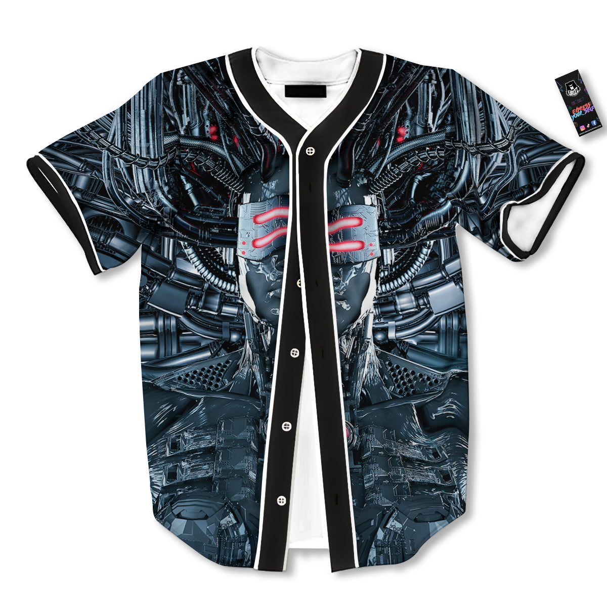 Cyborg Cyberpunk Print Baseball Jersey-grizzshop
