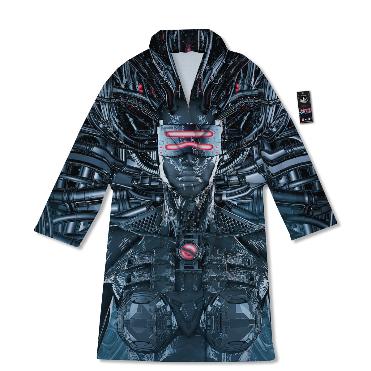 Cyborg Cyberpunk Print Bathrobe-grizzshop