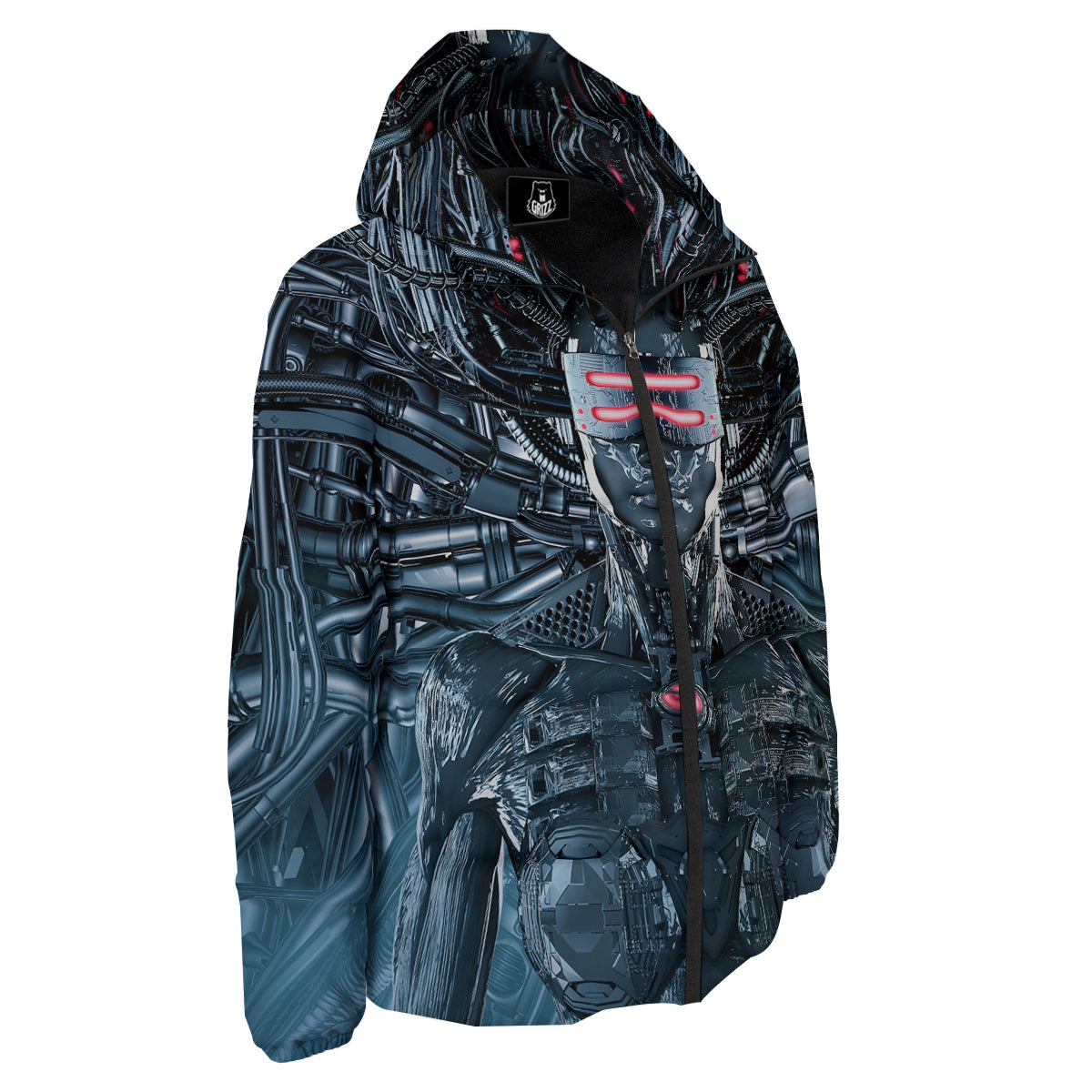Cyborg Cyberpunk Print Down Jacket-grizzshop