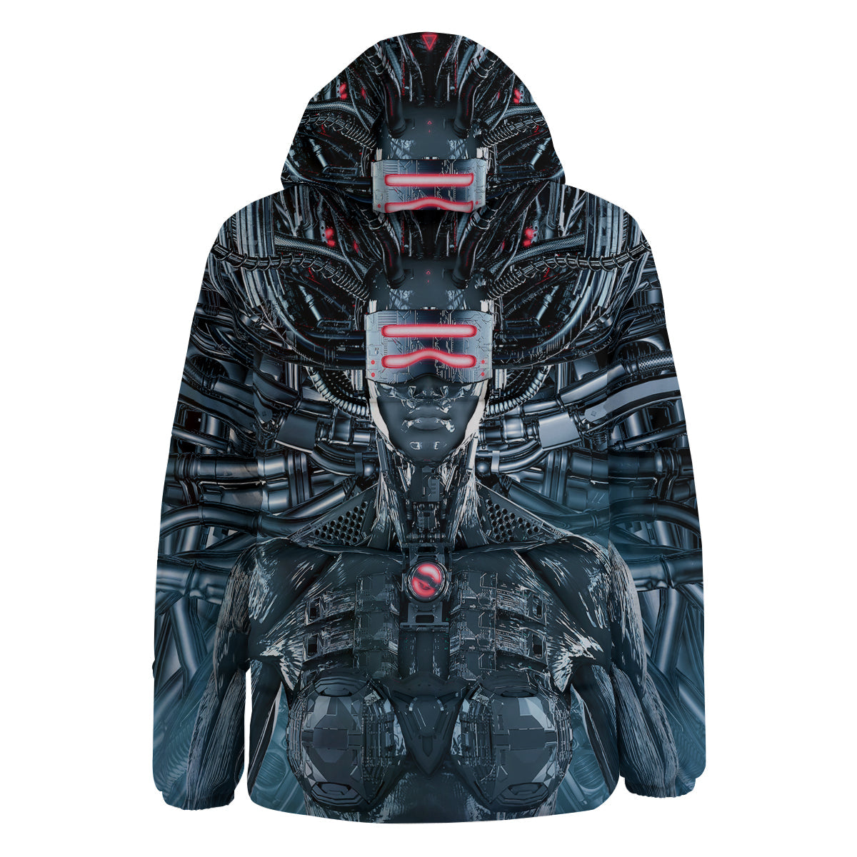 Cyborg Cyberpunk Print Down Jacket-grizzshop
