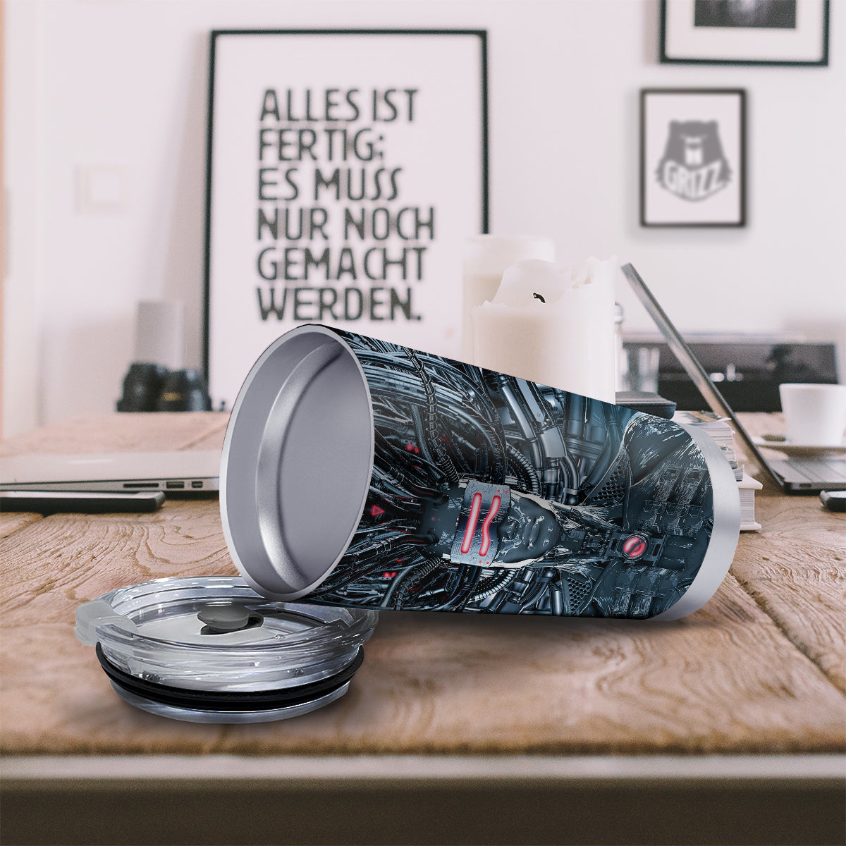 Cyborg Cyberpunk Print Tumbler-grizzshop