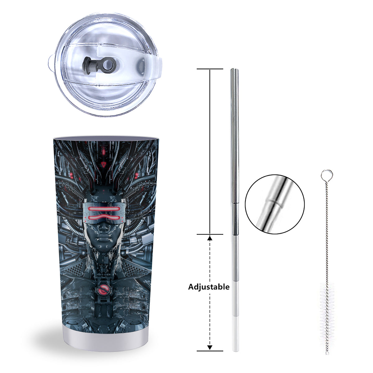 Cyborg Cyberpunk Print Tumbler-grizzshop