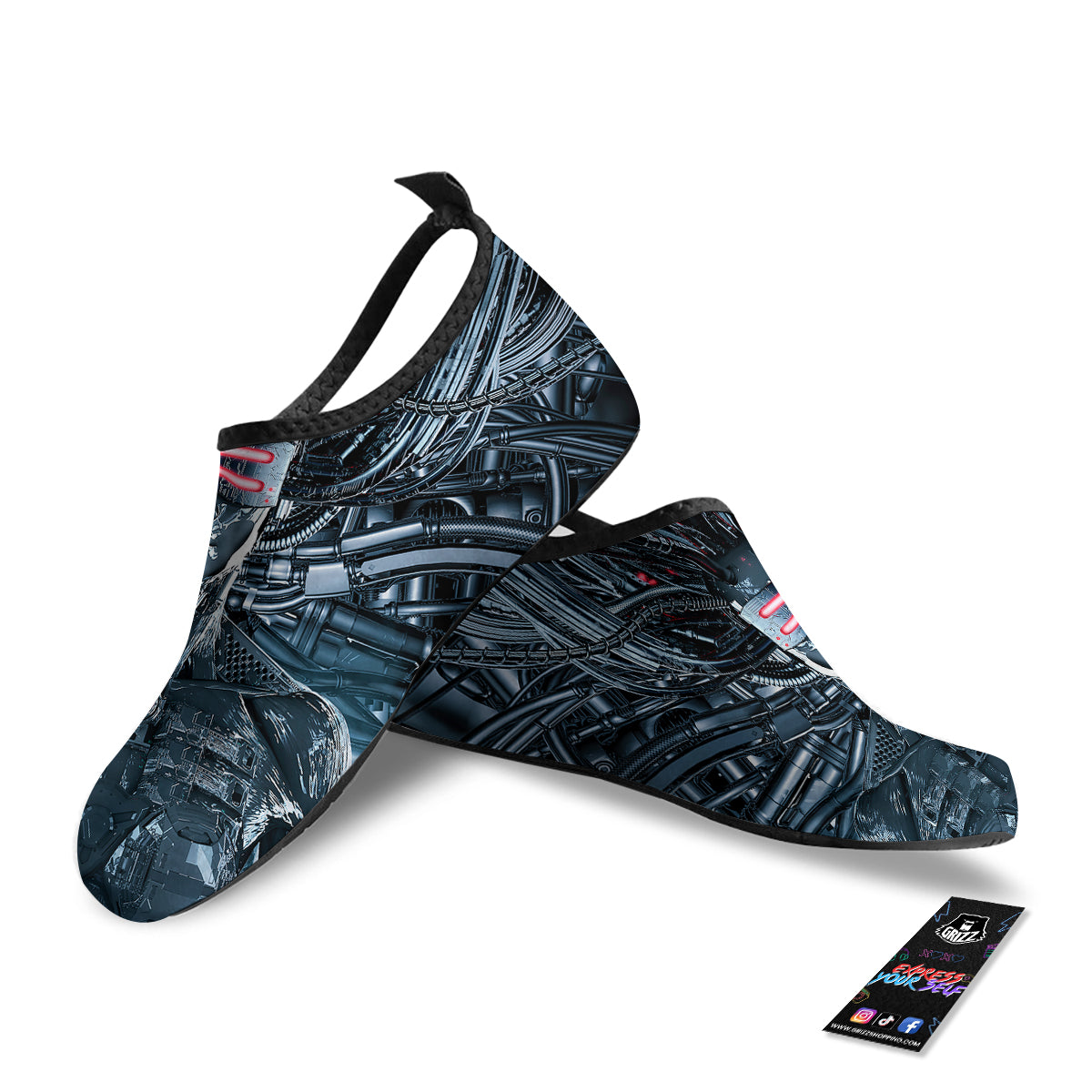 Cyborg Cyberpunk Print Water Shoes-grizzshop