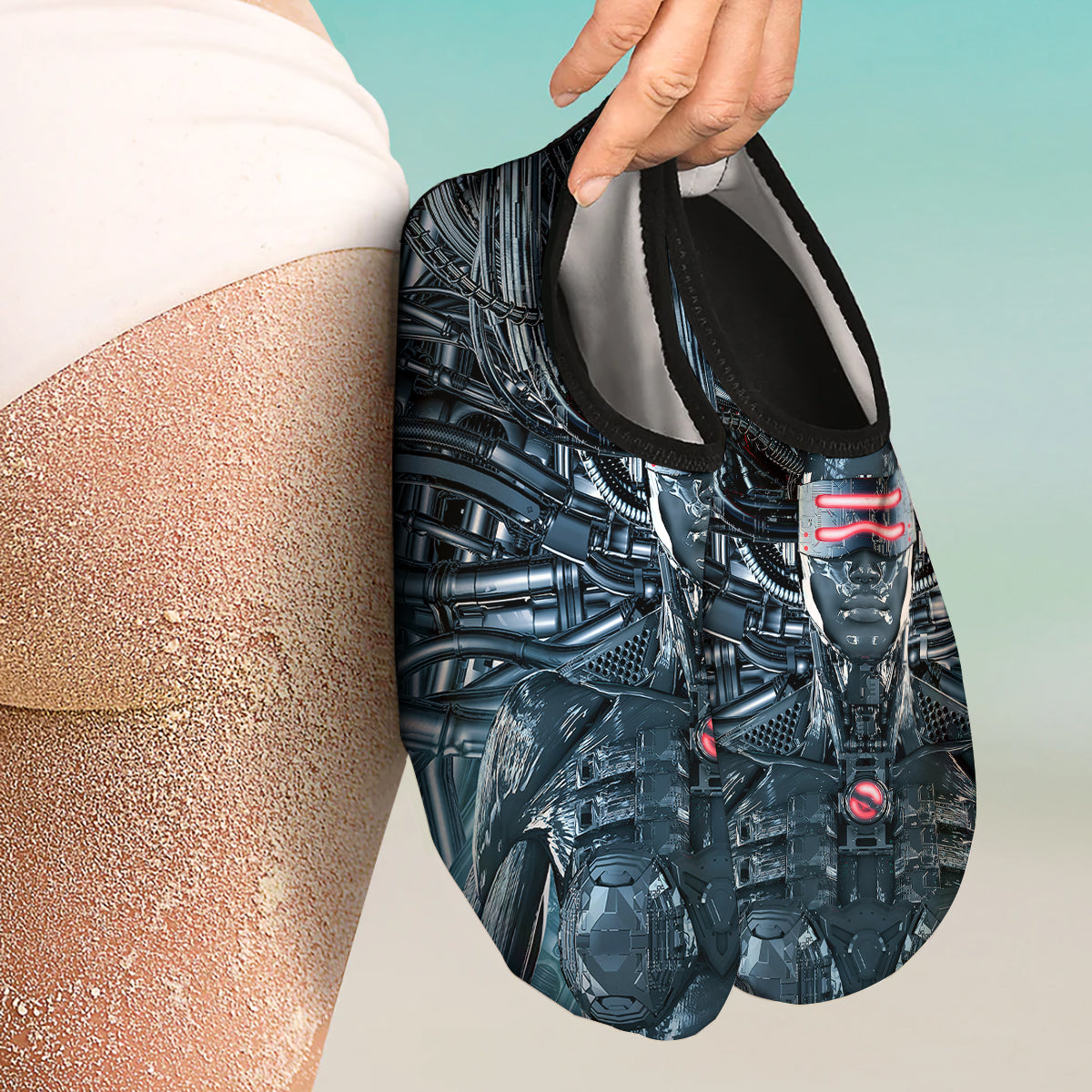 Cyborg Cyberpunk Print Water Shoes-grizzshop