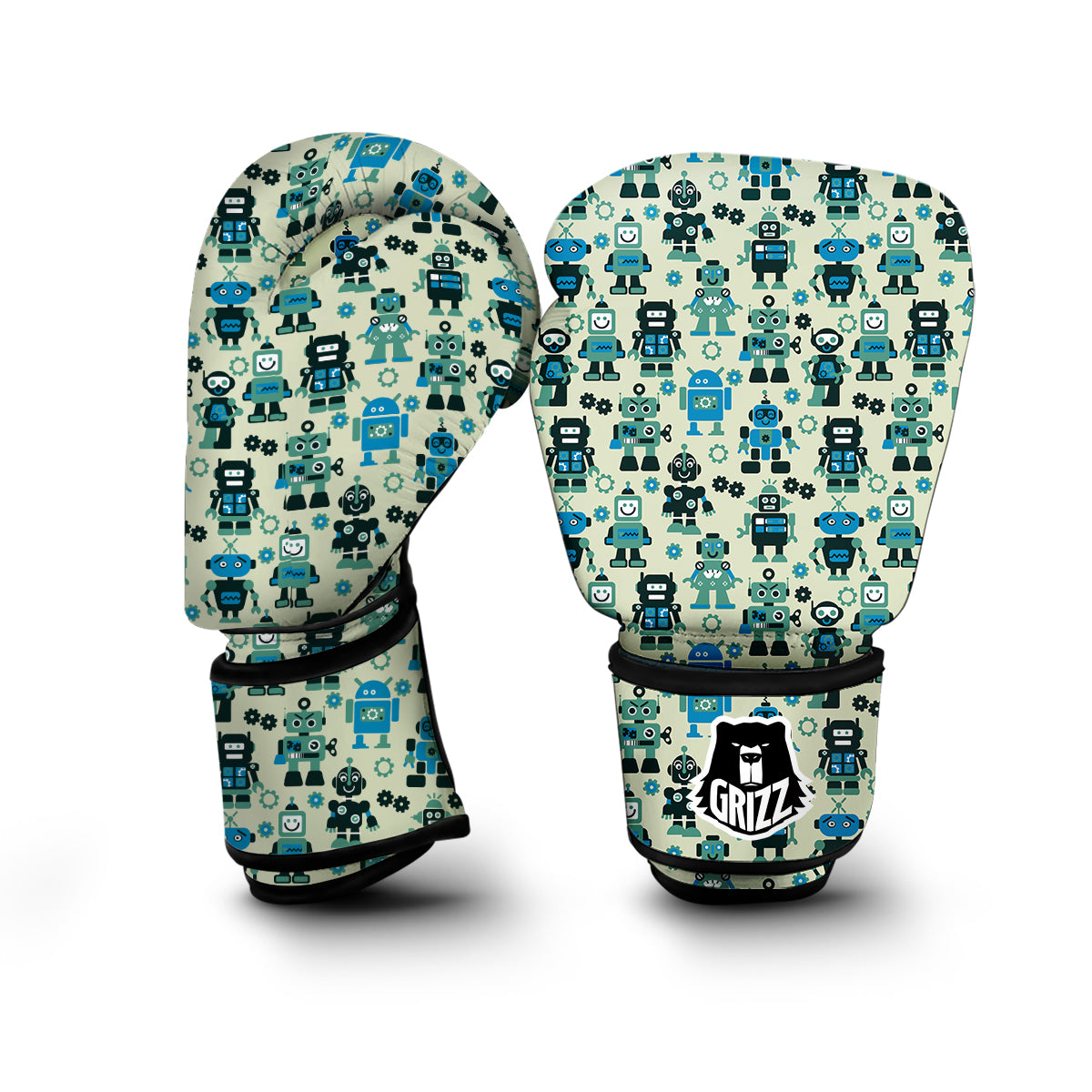 Cyborg Robot Pattern Print Boxing Gloves-grizzshop