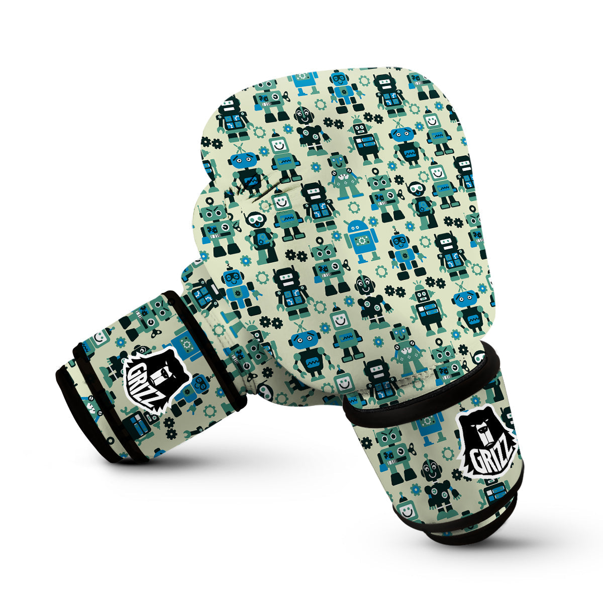 Cyborg Robot Pattern Print Boxing Gloves-grizzshop