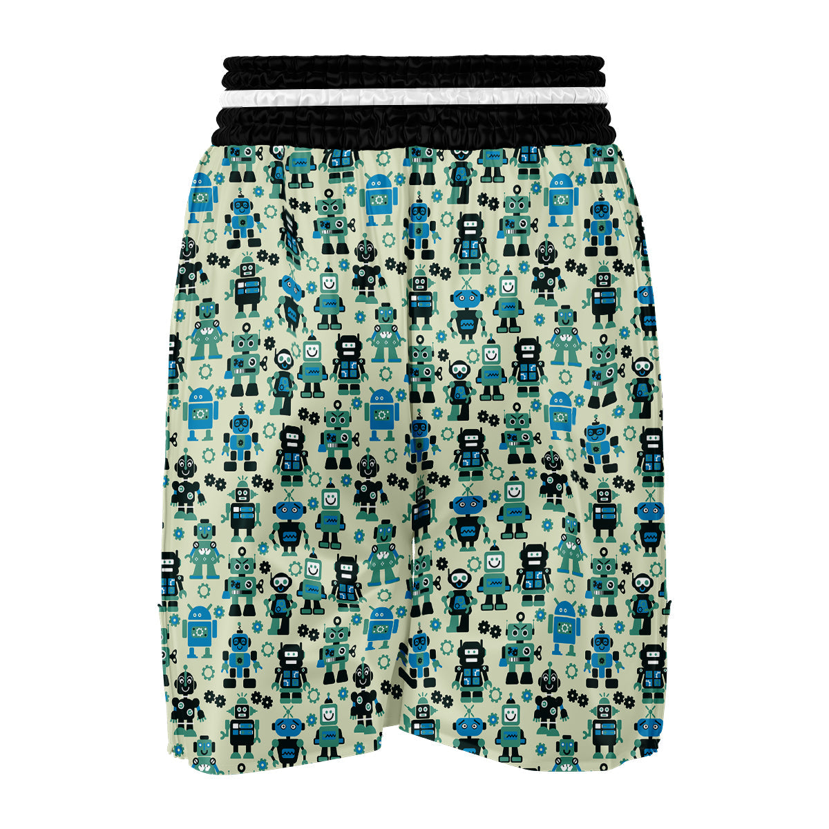 Cyborg Robot Pattern Print Boxing Shorts-grizzshop