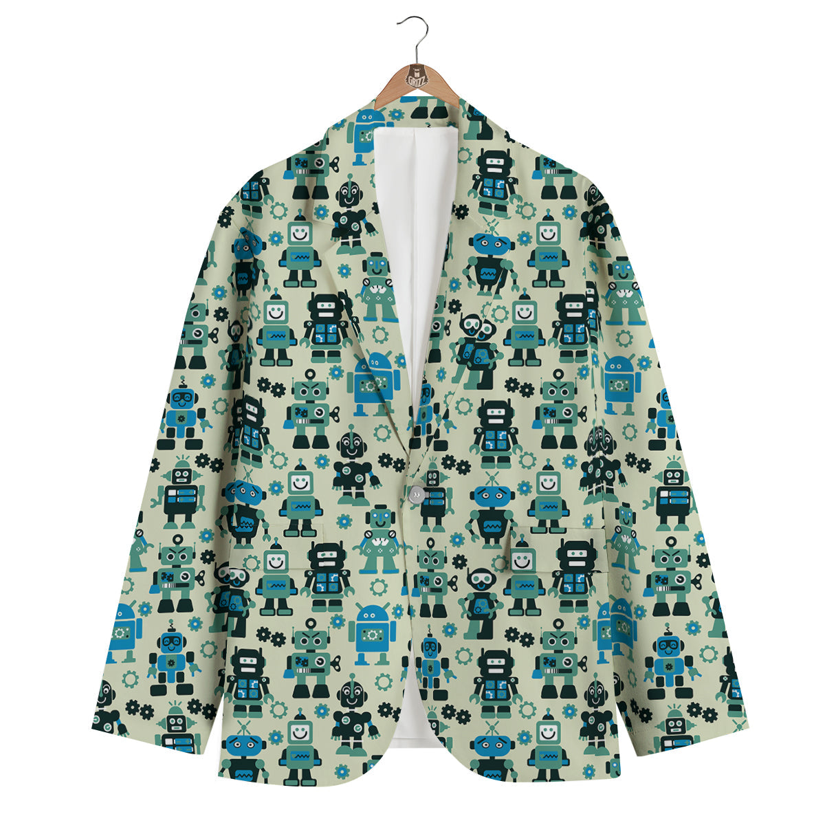 Cyborg Robot Pattern Print Men's Blazer-grizzshop