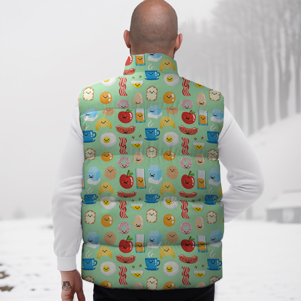 Cyborg Robot Print Pattern Down Vest-grizzshop