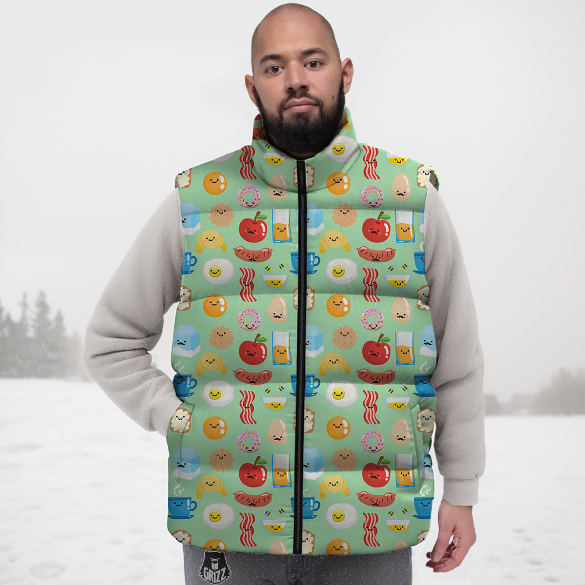 Cyborg Robot Print Pattern Down Vest-grizzshop