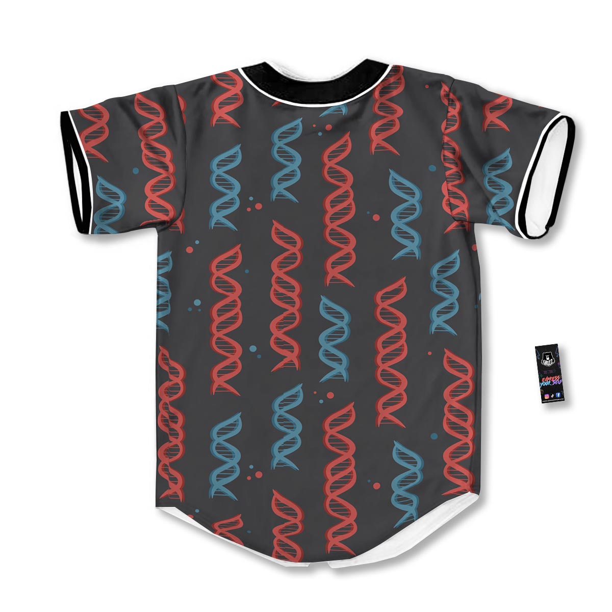 DNA Blue And Red Print Pattern Baseball Jersey-grizzshop