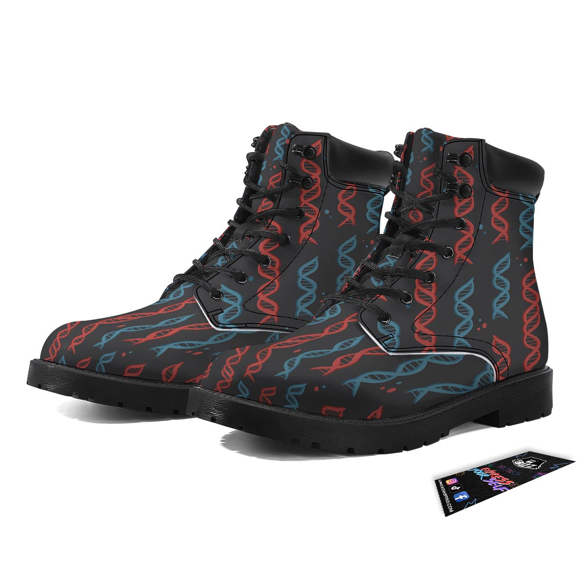 DNA Blue And Red Print Pattern Boots-grizzshop