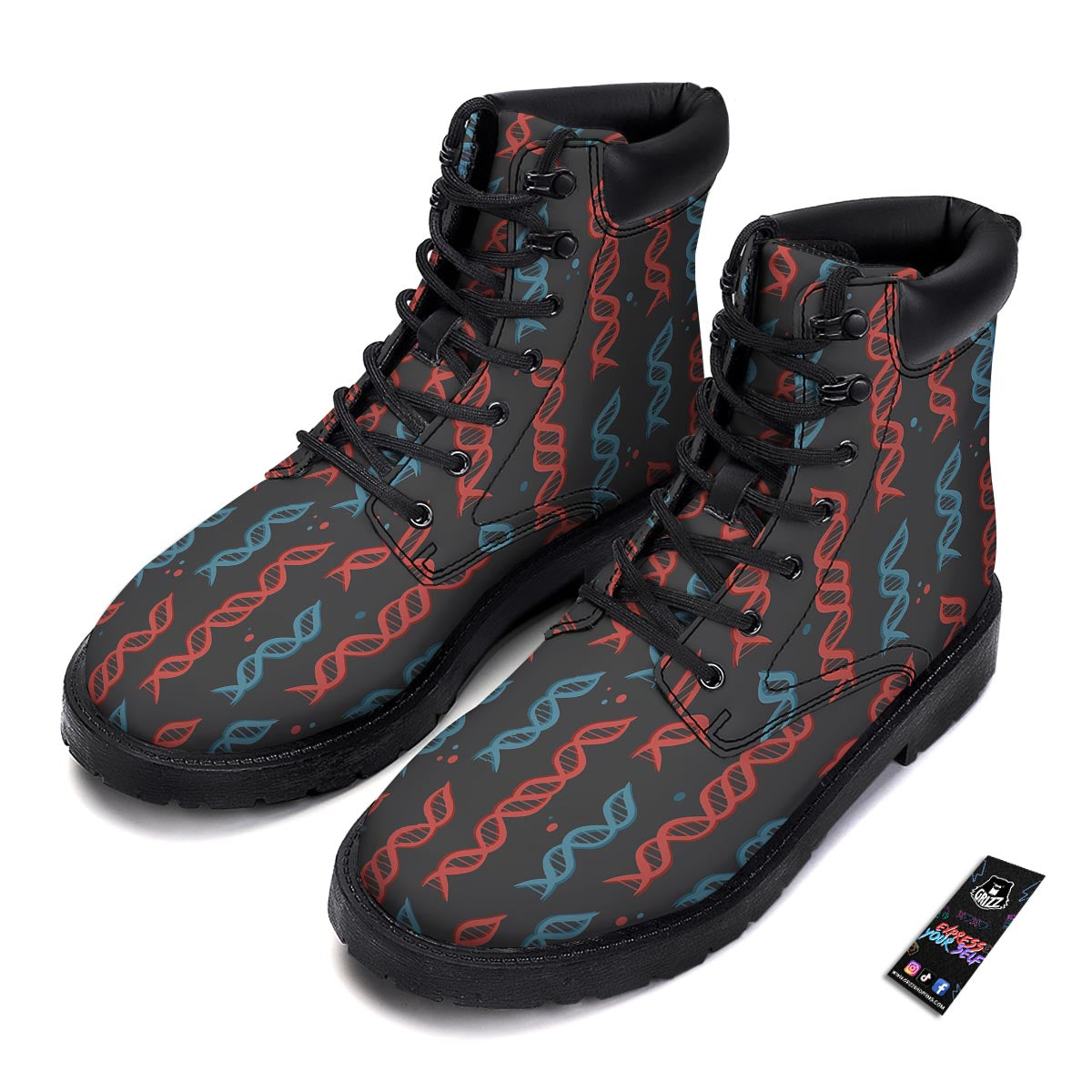 DNA Blue And Red Print Pattern Boots-grizzshop