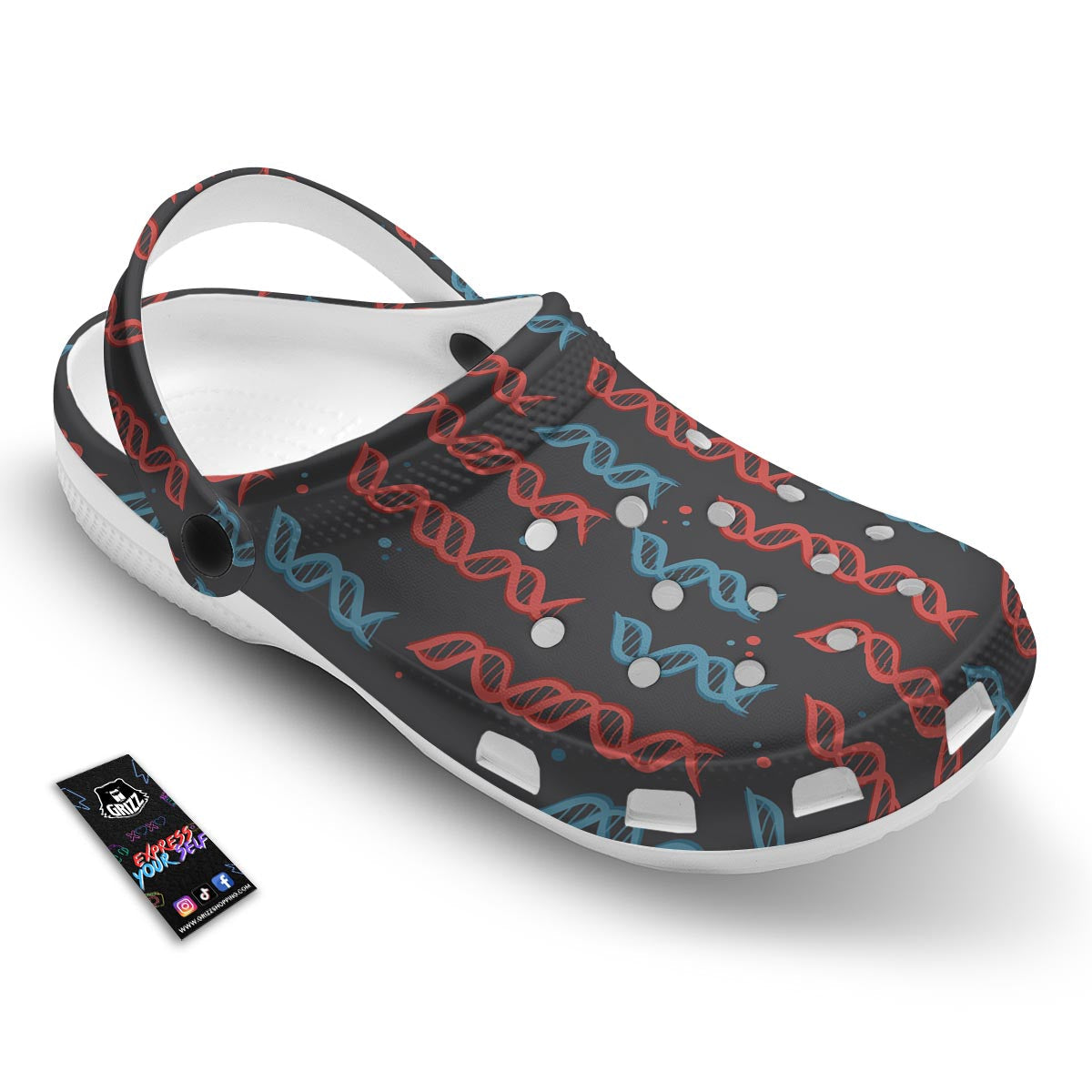 DNA Blue And Red Print Pattern Clog-grizzshop