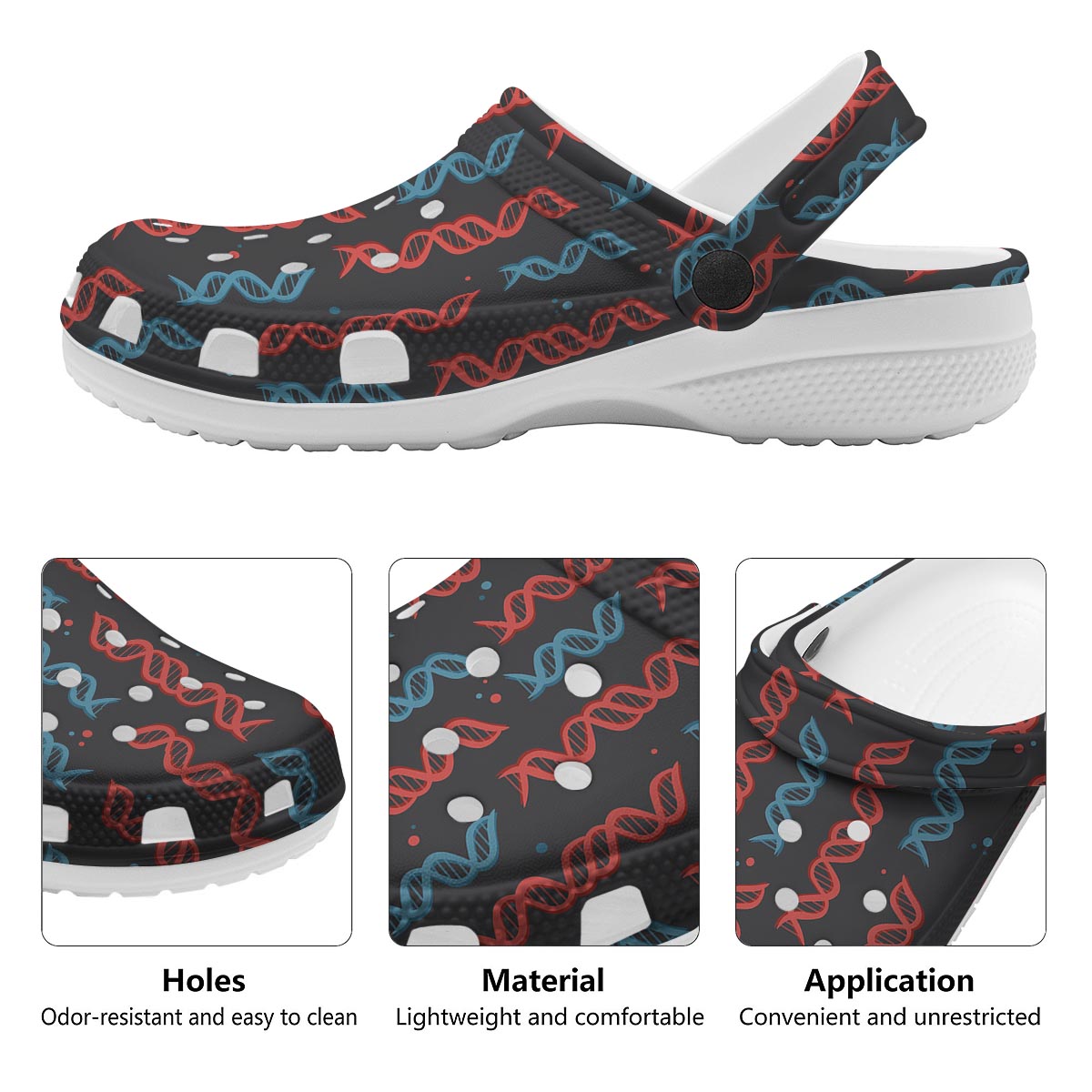 DNA Blue And Red Print Pattern Clog-grizzshop