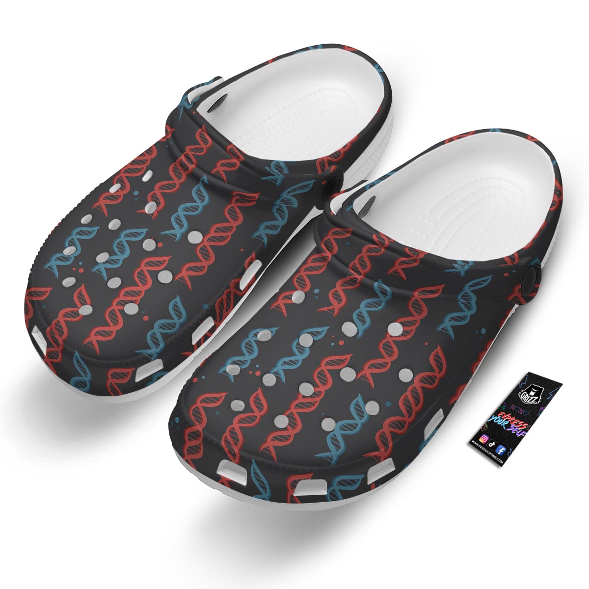 DNA Blue And Red Print Pattern Clog-grizzshop
