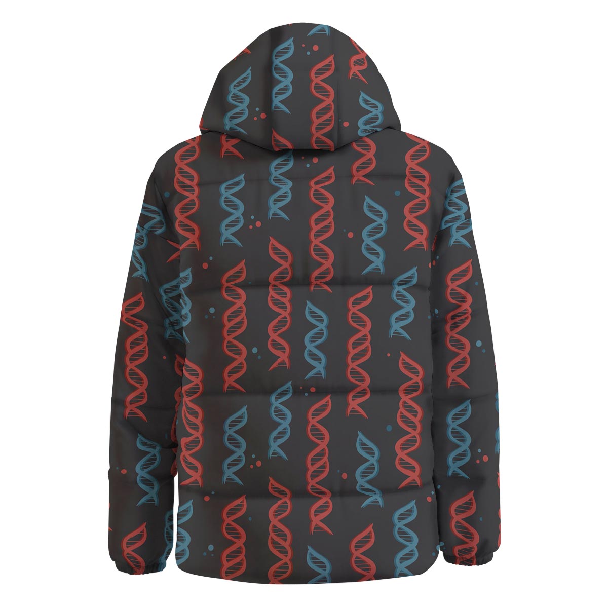 DNA Blue And Red Print Pattern Down Jacket-grizzshop