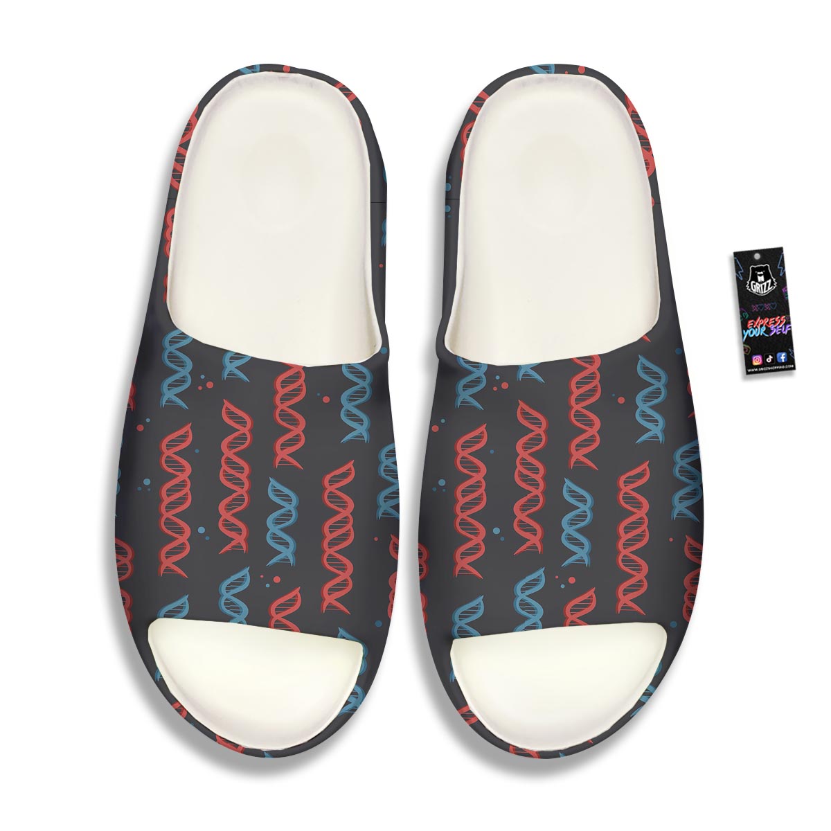 DNA Blue And Red Print Pattern Sandals-grizzshop