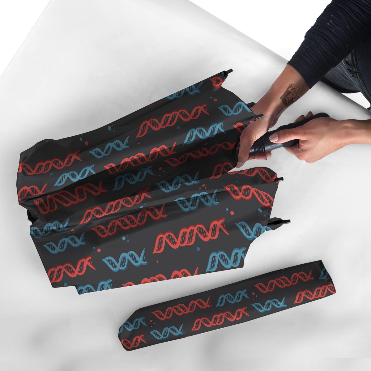 DNA Blue And Red Print Pattern Umbrella-grizzshop