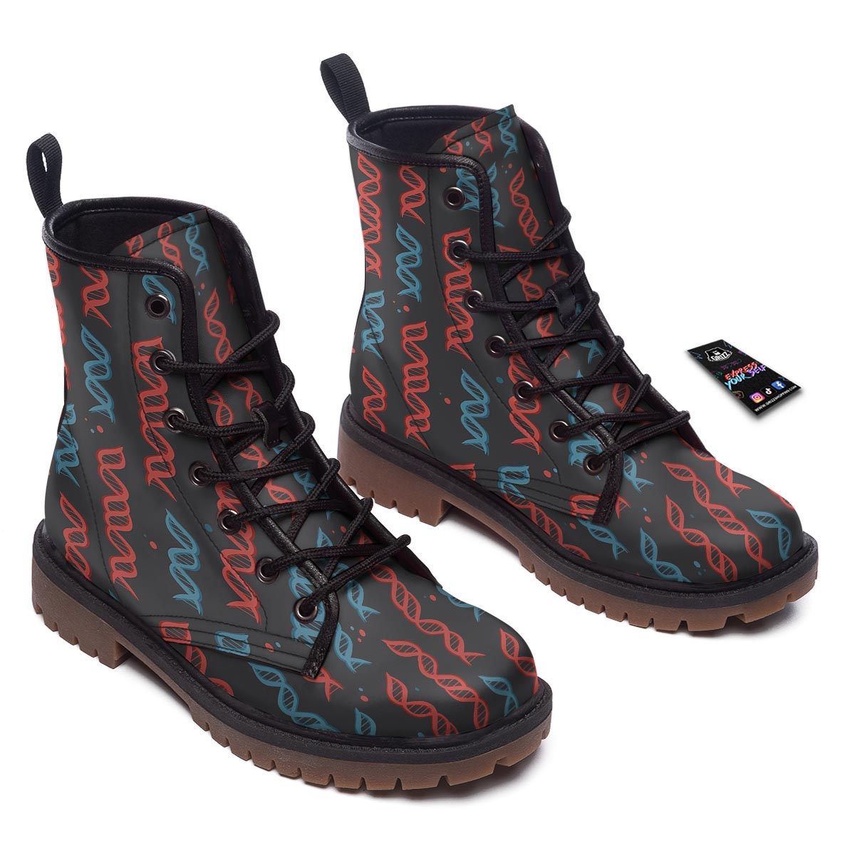 DNA Blue And Red Print Pattern Work Boots-grizzshop