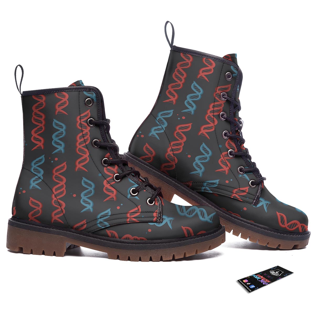DNA Blue And Red Print Pattern Work Boots-grizzshop