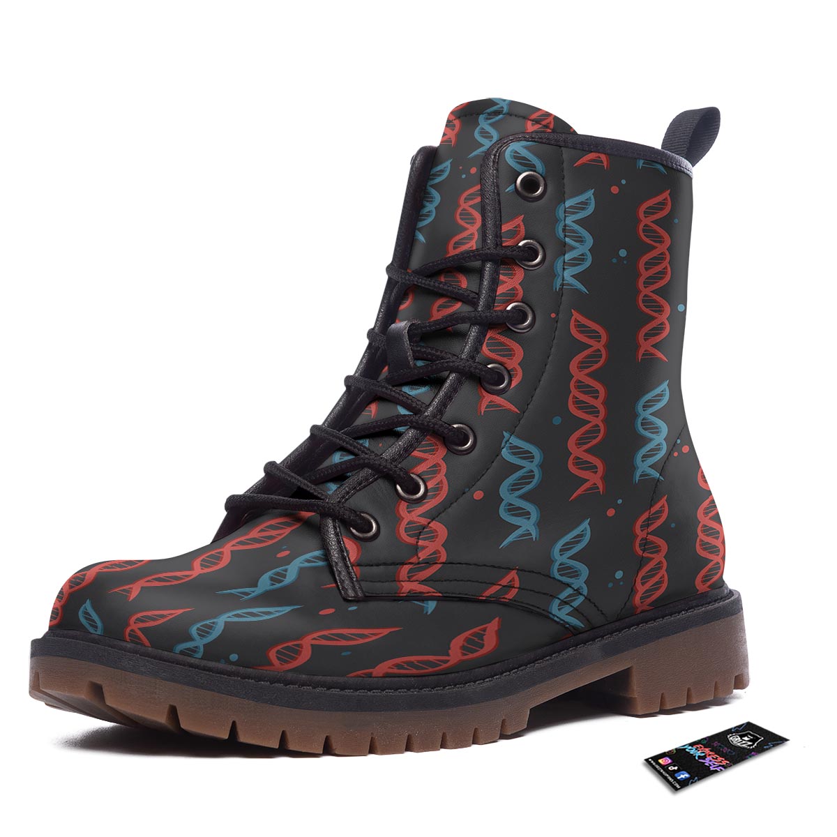 DNA Blue And Red Print Pattern Work Boots-grizzshop