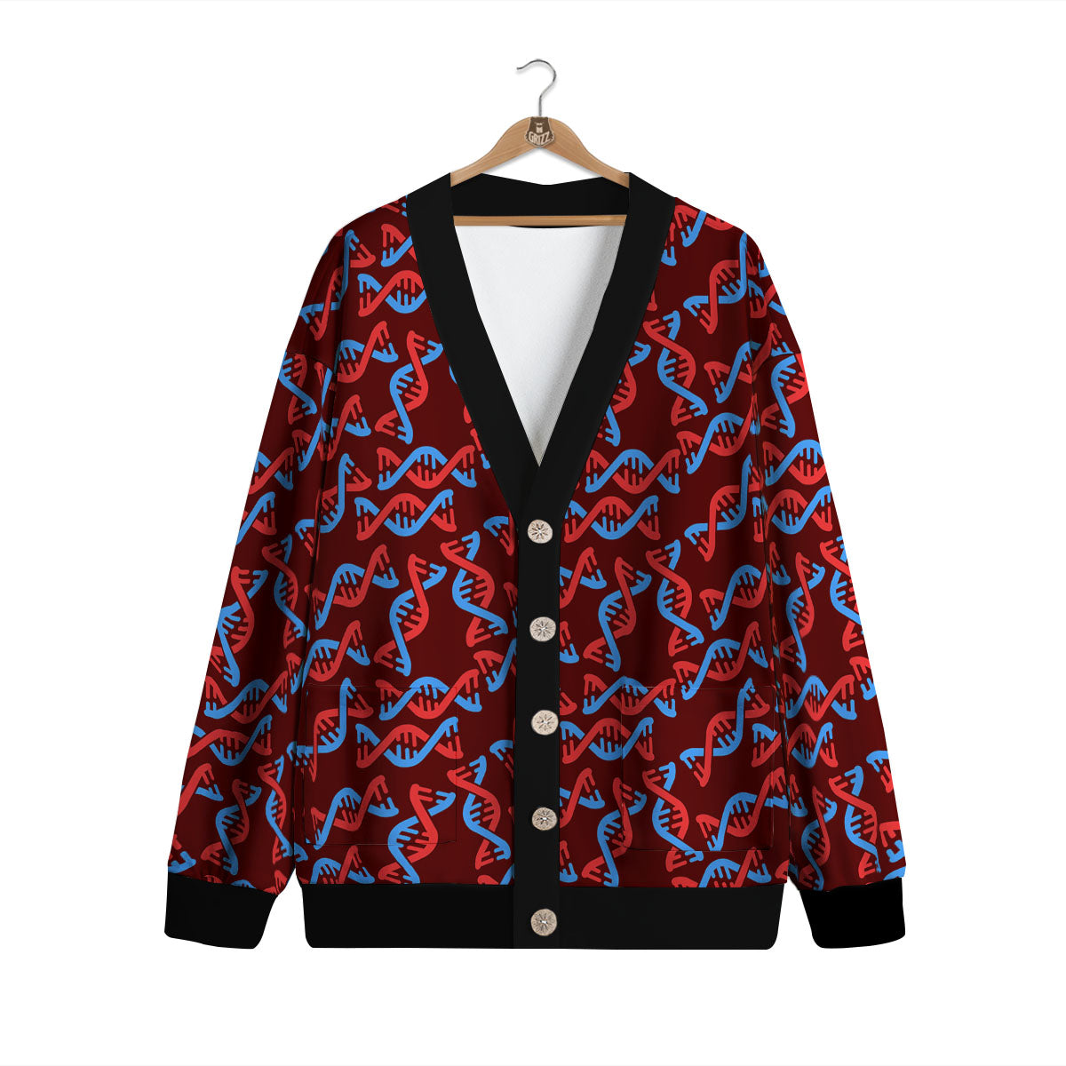 DNA Helix Print Pattern Cardigan-grizzshop