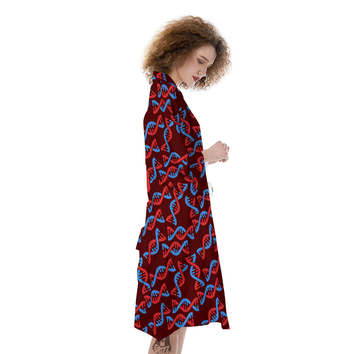 DNA Helix Print Pattern Kimono-grizzshop